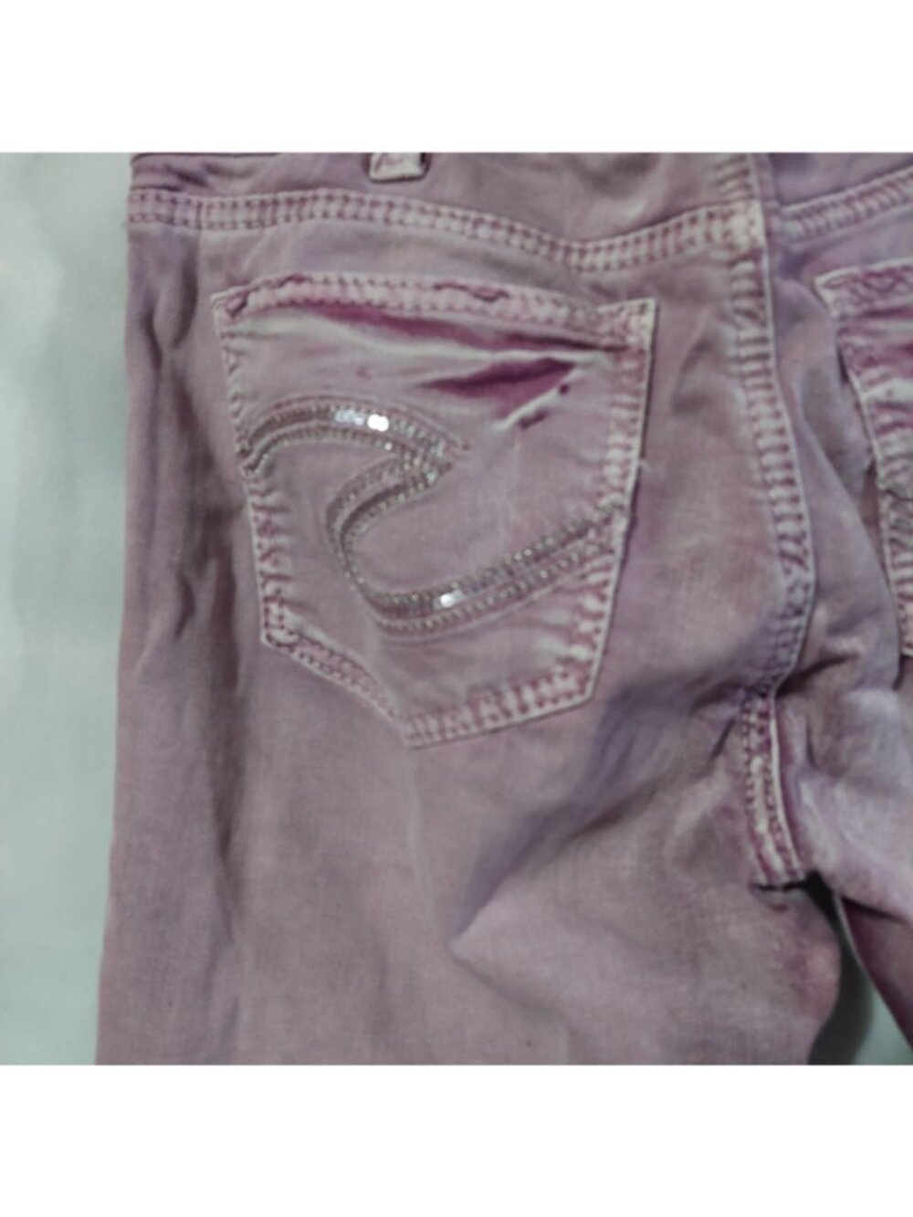 Silver Suki Capri Jeans Women's Size W30 Pink Purple Sparkle Pockets Denim - Picture 8 of 10